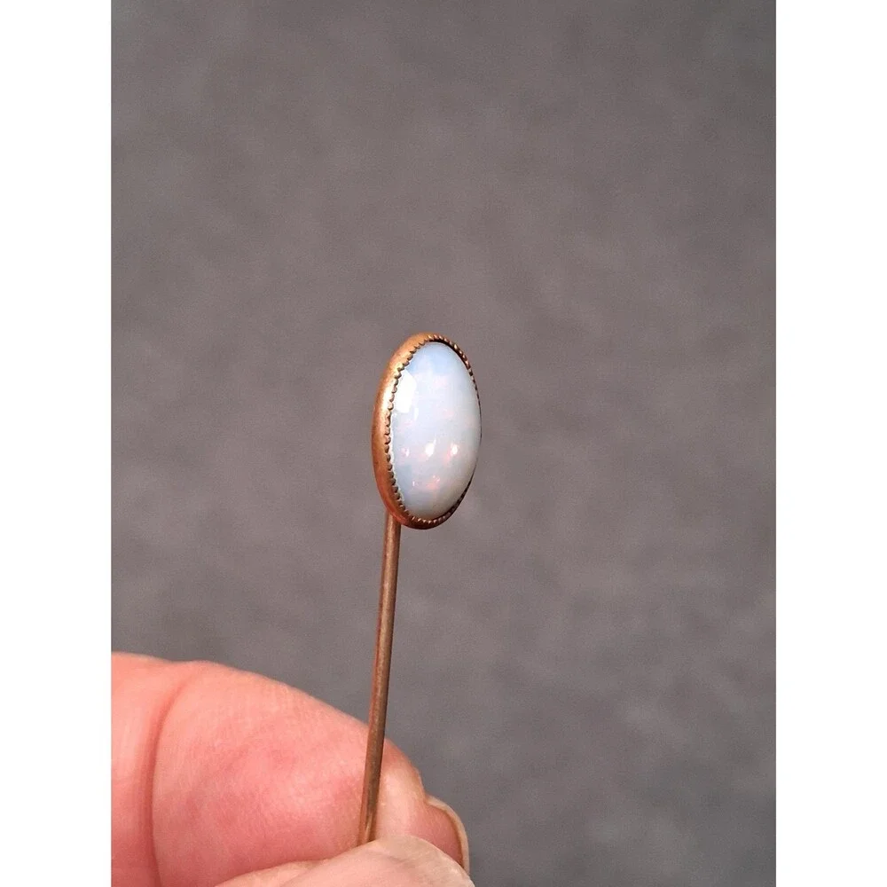 Vintage Opal Glass Stickpin Foil Glass